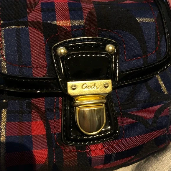 Coach Handbag Shoulder Poppy Blue Purple Red Plaid Tartan Purse Bag G1282-21622 - Picture 5 of 9